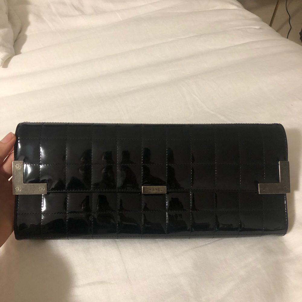 Chanel Quilted Patent Leather Clutch